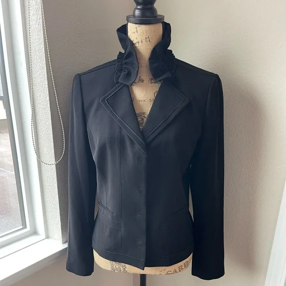 Elie Tahari Ruffle Collar Jacket Blazer 12P - Picture 1 of 8